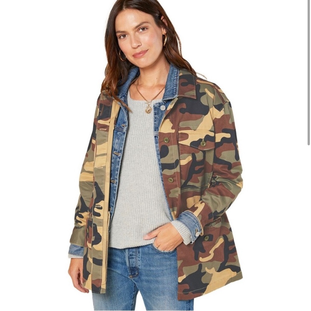 NWT Outerknown Utility Jacket Womens XS Camouflage‎ Cinch Waist Button Up Cotton